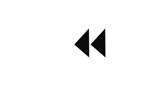 Back fast forward black symbols icon animation on white background. Left fast forward sign previous button with fast backward.