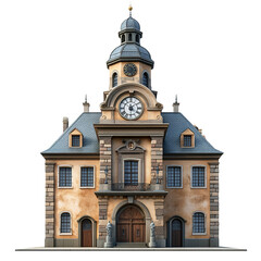 Fototapeta premium 3D front view illustration of a The Weimar Town Hall Germany monument isolated on a white transparent background