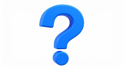 Blue 3D question mark icon, a web solution and help symbol representing a query, faq, or answer