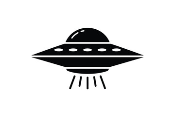 Fototapeta premium Black silhouette of a classic flying saucer ufo
