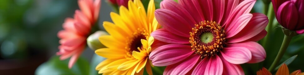 Fototapeta premium Close up of a diverse flower bouquet within a florist , lily, celebration