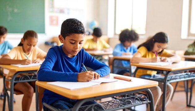 Focused student in classroom