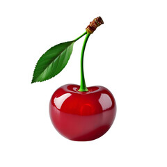 Fresh Red Cherry with Stem &ndash; Realistic High-Resolution Transparent PNG for Food Packaging, Digital Design, and Branding