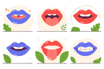 vector set of lips