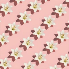 Elegant white lilies create a fresh, modern floral pattern on a pastel pink background for your designs