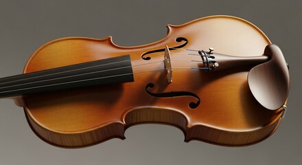Fototapeta premium Detailed Close-Up of a Beautiful Wooden Violin with Strings and F-Holes