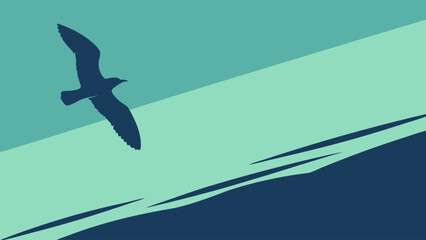 Fototapeta premium Silhouette of a Bird in Flight Against an Abstract Background.