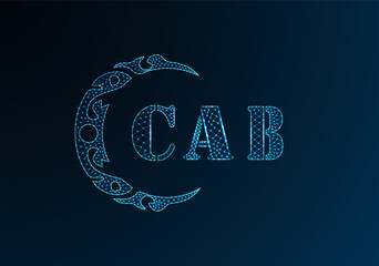 Low poly letter logo CAB design. CAB letter logo low poly vector design on blue color gradient background. CAB logo low poly design