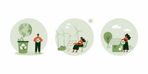 People embracing sustainable living and renewable energy sources