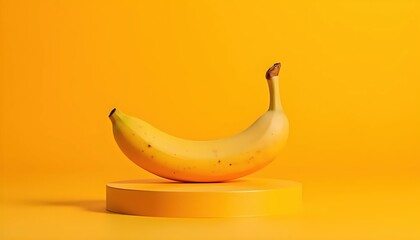 Banana Still Life Surrounded by Orange Aesthetic Background