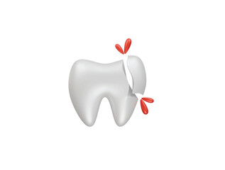 broken tooth icon 3d illustration render