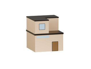 flat roof house icon 3d illustration render