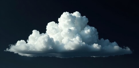 Dense cumulus cloud against a stark black backdrop , white, isolated, hd