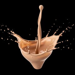Luxurious beige liquid foundation splash with dynamic motion for beauty product advertising concepts