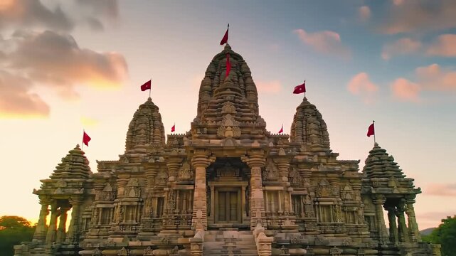 The Magnificent Dwarkadhish Temple at Sunset, a Beacon of Devotion, dwarkadhish temple, lord krishna, hindu, temple