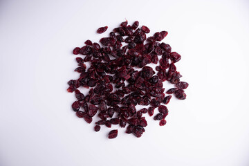 Dried cranberries on a white background. Healthy eating.