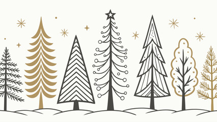 Obraz premium Winter Forest Scene with Stylized Christmas Trees.