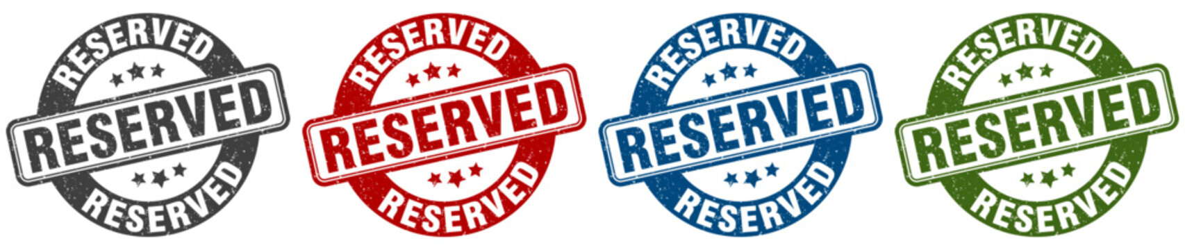 reserved stamp. reserved round stamp set isolated on white background