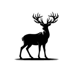 Obraz premium Forest Deer Head with Antlers Vector Art
