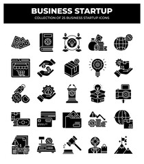 Collection of 25 Business Startup Icons:  A Visual Guide to Starting a Business