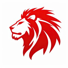 Red vector image of a lion.
