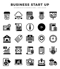 Business Start Up icons set. Collection of simple Lineal Filled web icons.