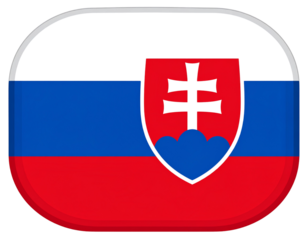 Flat Slovakia Flag with Bold Colors and Sharp Emblem, Transparent PNG Format