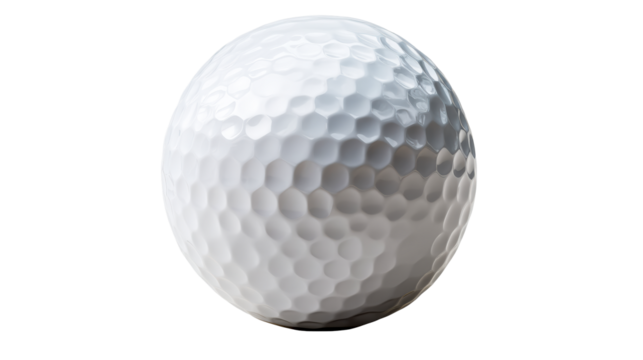 Round white golf ball on a transparent background