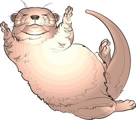 otter animal laying down clipart vector illustration