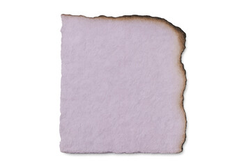 Obraz premium Light purple paper sheet with distressed edges, torn and weathered, resting on transparent surface for creative design use