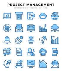 Vector icons set of Project Management. Two Color style Icons.