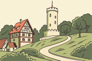 Naklejka premium Bielefeld, North Rhine-Westphalia, Germany – Features Sparrenburg Castle.