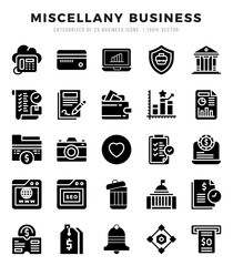 Vector Miscellany Business types icon set in Glyph style. vector illustration.
