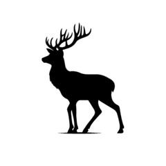 Obraz premium Silhouetted Deer in Forest Scene Vector Art