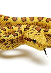 Obraz premium Close-up of a yellow snake with brown and black markings.