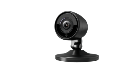 Compact black security camera with a swivel base