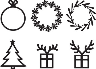 Festive Christmas ornaments, wreaths, and holiday designs for seasonal projects