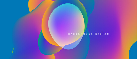 Abstract fluid shapes blend vibrant colors. Gradient transitions create dynamic visual effect. Modern design element for backgrounds.