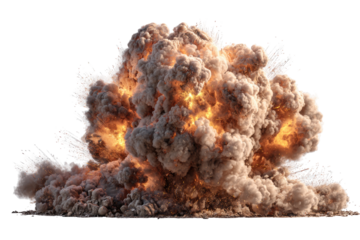 Massive explosion cloud of smoke and fire