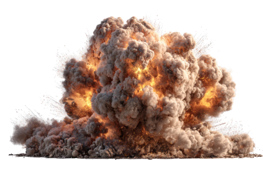 Massive explosion cloud of smoke and fire