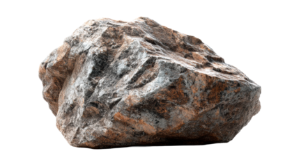 Rock formation with rough texture on transparent background