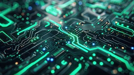 Obraz premium Illuminated circuitry: A futuristic digital landscape of interconnected technology