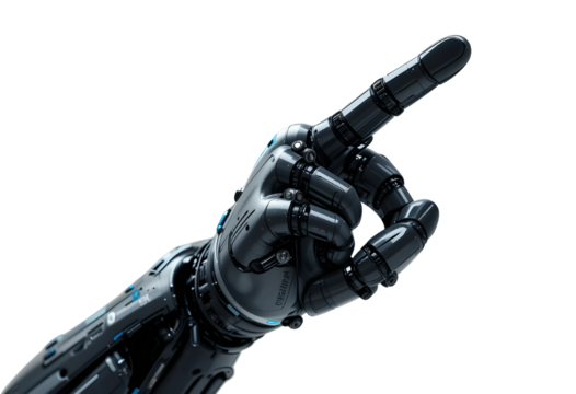 High-Tech Robotic Finger Pointing Gesture – Cybernetic Hand PNG Cutout.