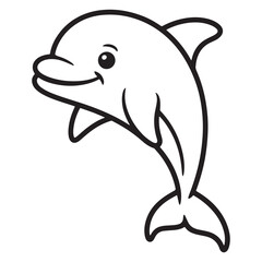 Smiling Dolphin Jumping – Ocean Sea Animal Coloring Page for Kids