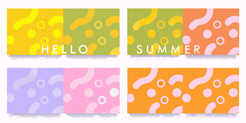 Vibrant abstract summer greetings with playful shapes and colors