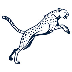 Fototapeta premium Stylized cheetah jumping in mid air isolated on white background