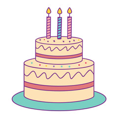 Celebrate with a whimsical layered birthday cake graphic ready for parties and special occasions