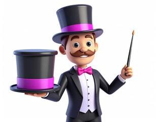 Smiling Magician: 3D Render of a Cheerful Illusionist