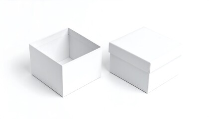 Minimalist Presentation: Two White Boxes on a Clean White Background for Product Display