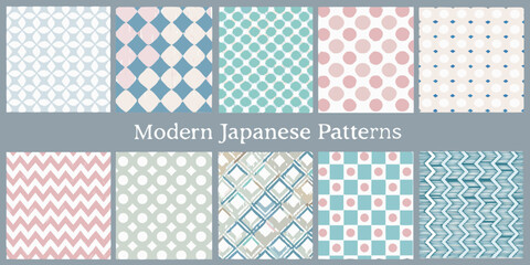 Collection of modern japanese inspired geometric and abstract patterns